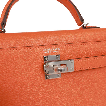 Hermes Kelly Sellier 20 Orange Verso Chèvre Palladium Hardware