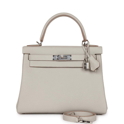 Hermes Kelly Retourne 28 Gris Perle Togo Palladium Hardware