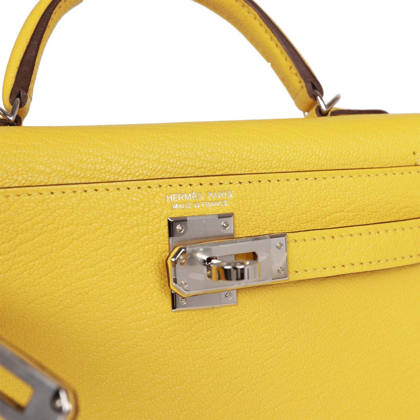 Hermes Kelly Sellier 20 Jaune de Naples Verso Chèvre Palladium Hardware