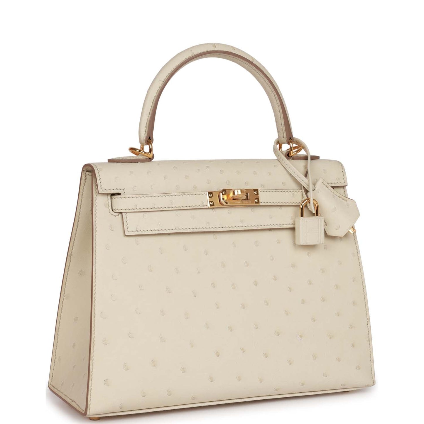 Hermes Kelly Sellier 25 Beton Ostrich Gold Hardware