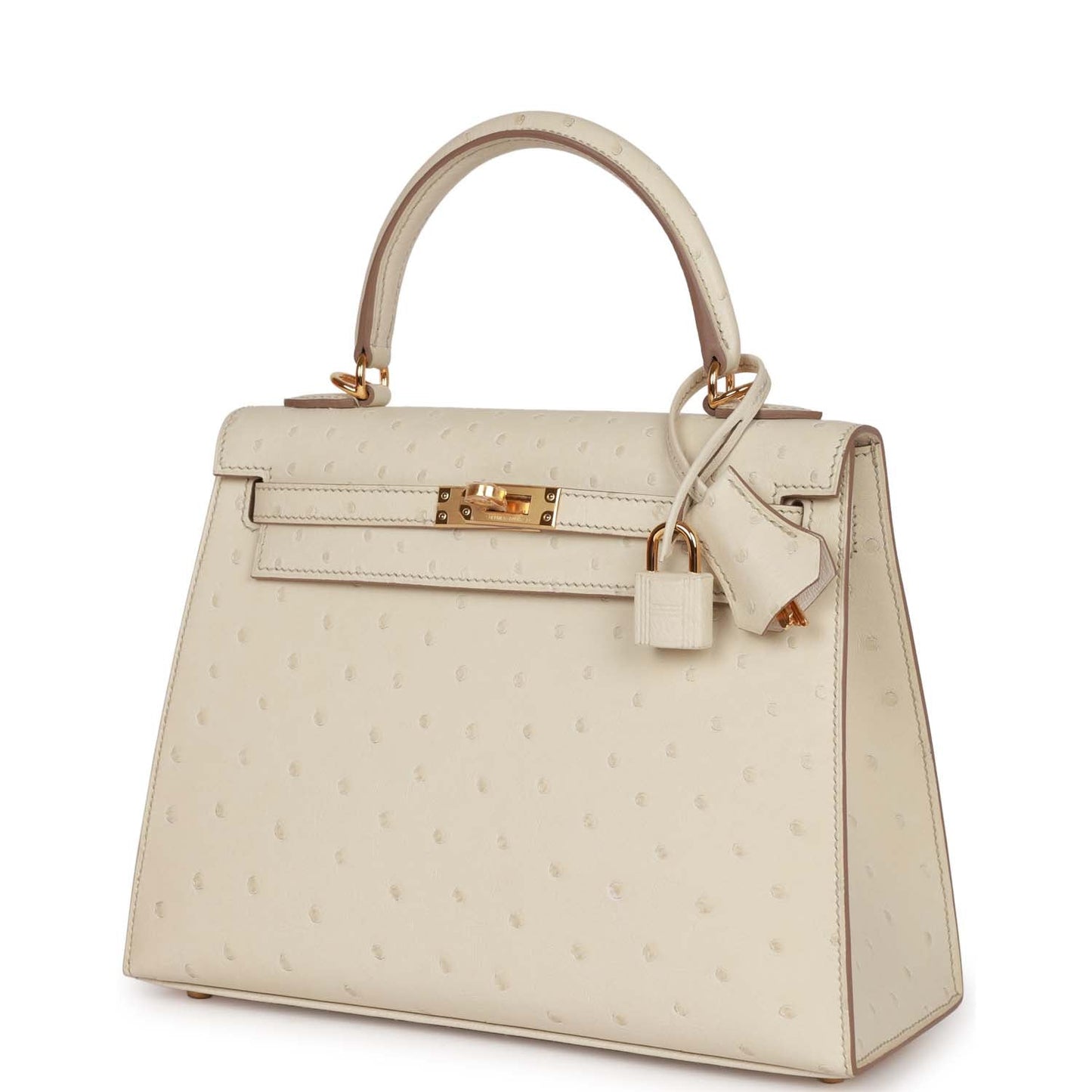 Hermes Kelly Sellier 25 Beton Ostrich Gold Hardware