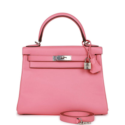 Hermes Kelly Retourne 28 Rose D'Ete Verso Evercolor Palladium Hardware