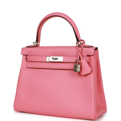 Hermes Kelly Retourne 28 Rose D'Ete Verso Evercolor Palladium Hardware