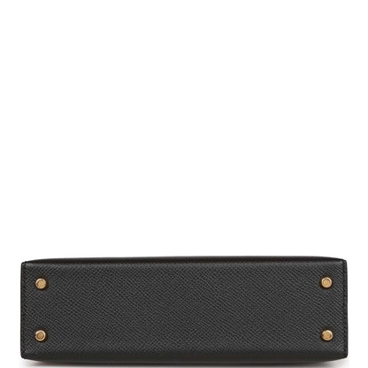 Hermes Kelly Sellier 20 Black Epsom Gold Hardware