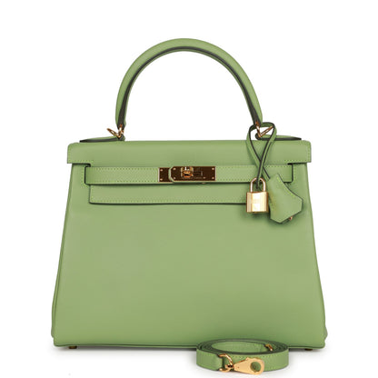 Hermes Kelly Retourne 28 Vert Criquet Evercolor Gold Hardware