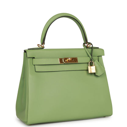 d Hermes Kelly Retourne 28 Vert Criquet Evercolor Gold Hardware