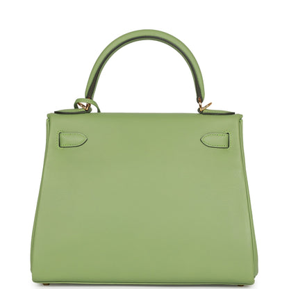 Hermes Kelly Retourne 28 Vert Criquet Evercolor Gold Hardware