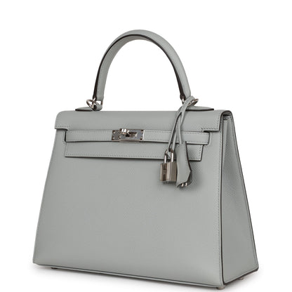 Hermes Kelly Sellier 25 Bleu Glacier Epsom Palladium Hardware