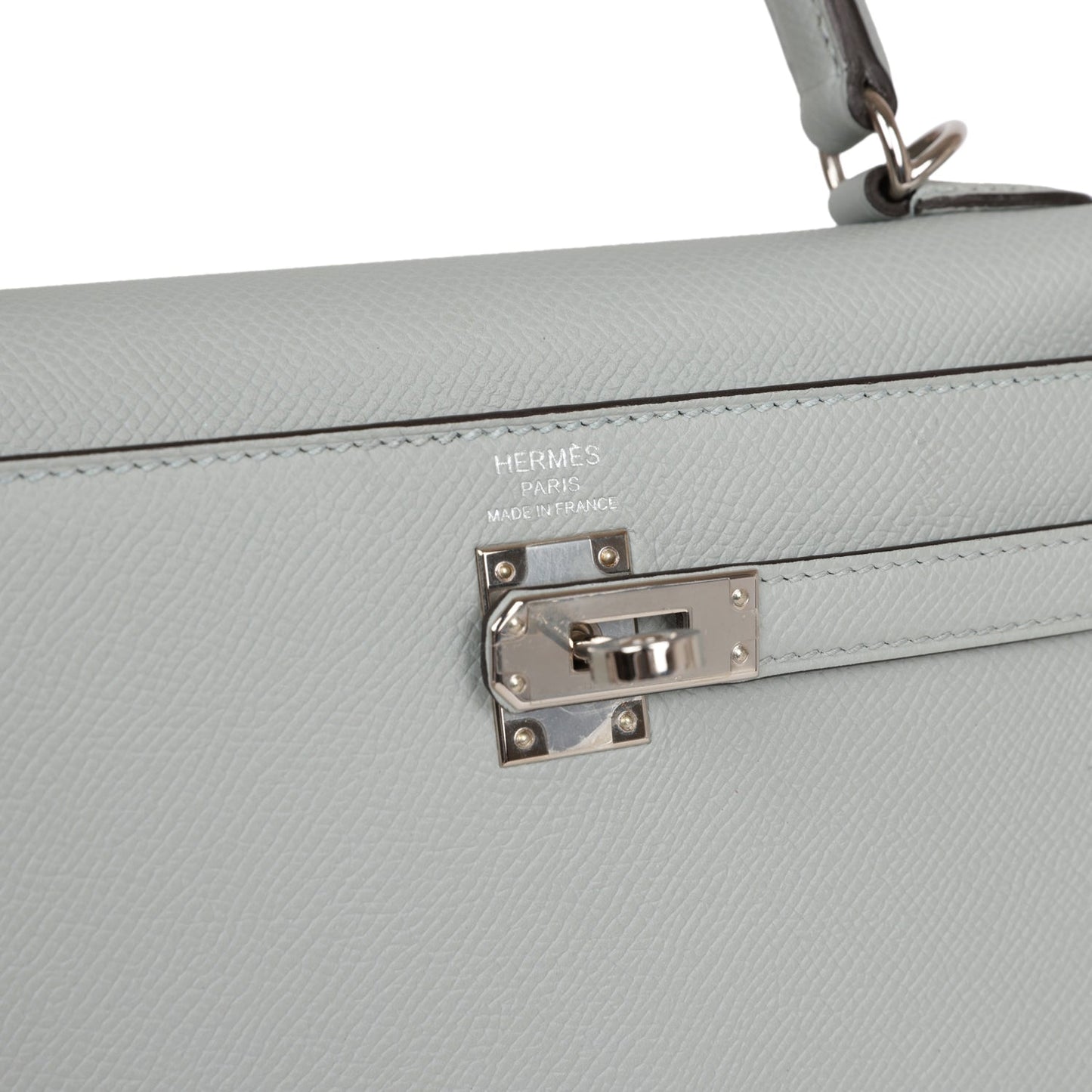 Hermes Kelly Sellier 25 Bleu Glacier Epsom Palladium Hardware