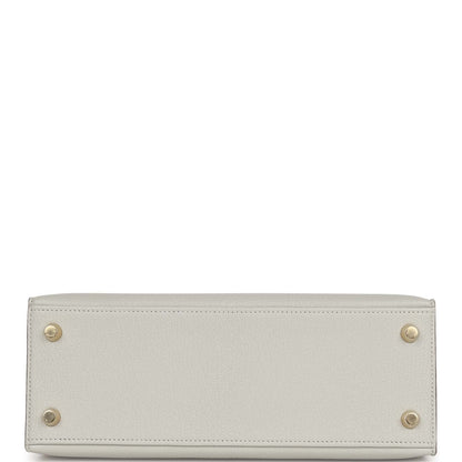 Hermes Special Order (HSS) Kelly Sellier 25 Gris Perle and Nata Chevre Brushed Gold Hardware