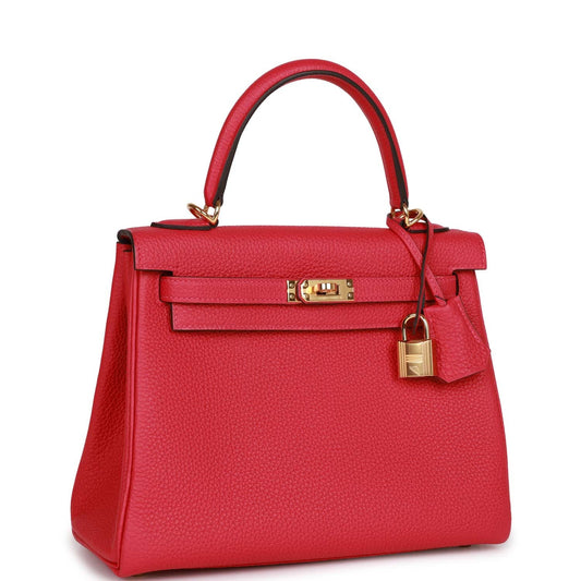 Hermes Kelly Retourne 25 Framboise Togo Gold Hardware