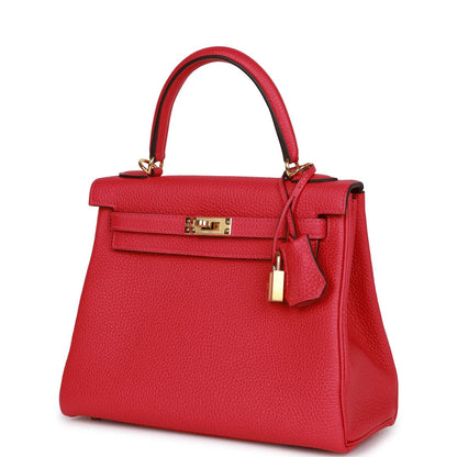 Hermes Kelly Retourne 25 Framboise Togo Gold Hardware