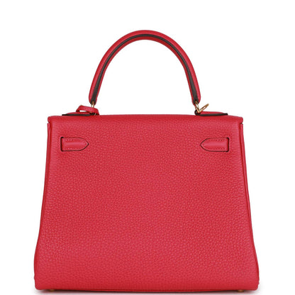 Hermes Kelly Retourne 25 Framboise Togo Gold Hardware