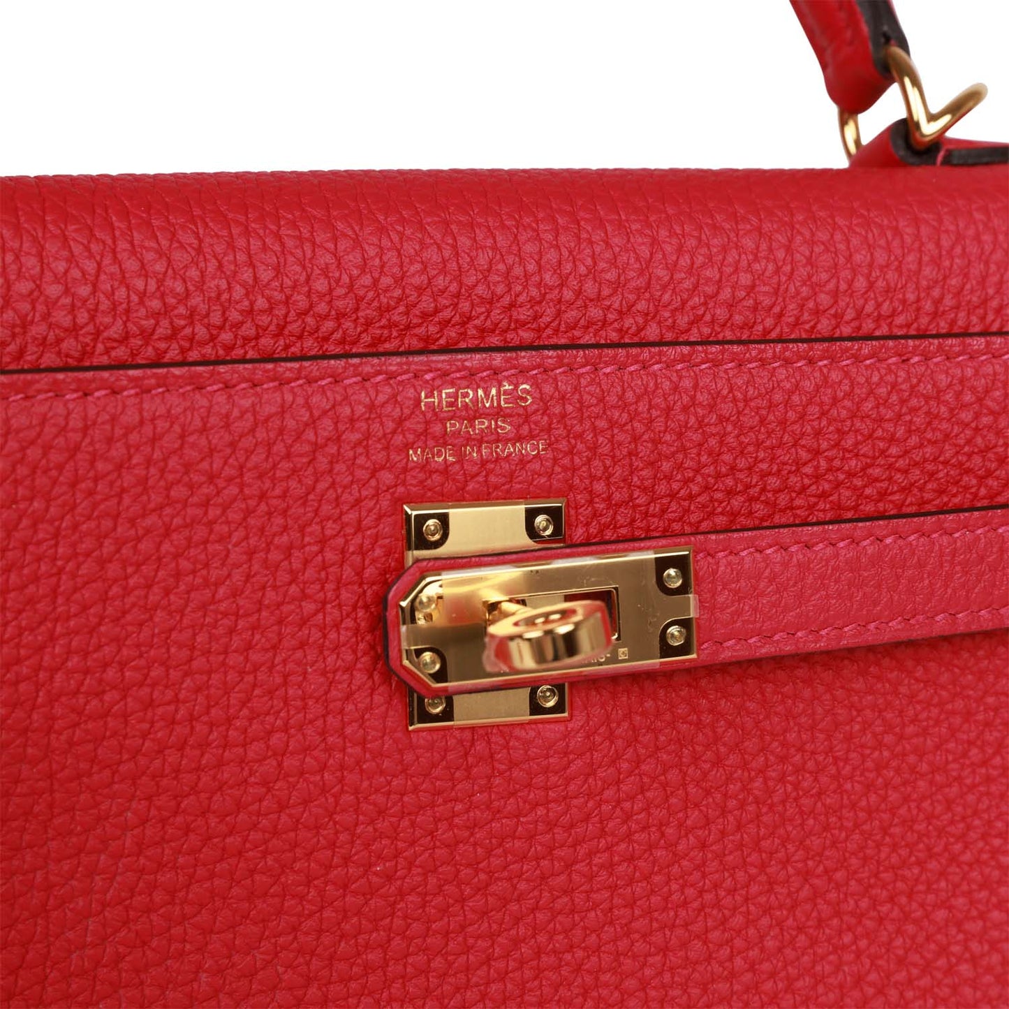 Hermes Kelly Retourne 25 Framboise Togo Gold Hardware