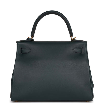 Hermes Kelly Retourne 28 Vert Rousseau Evercolor Gold Hardware