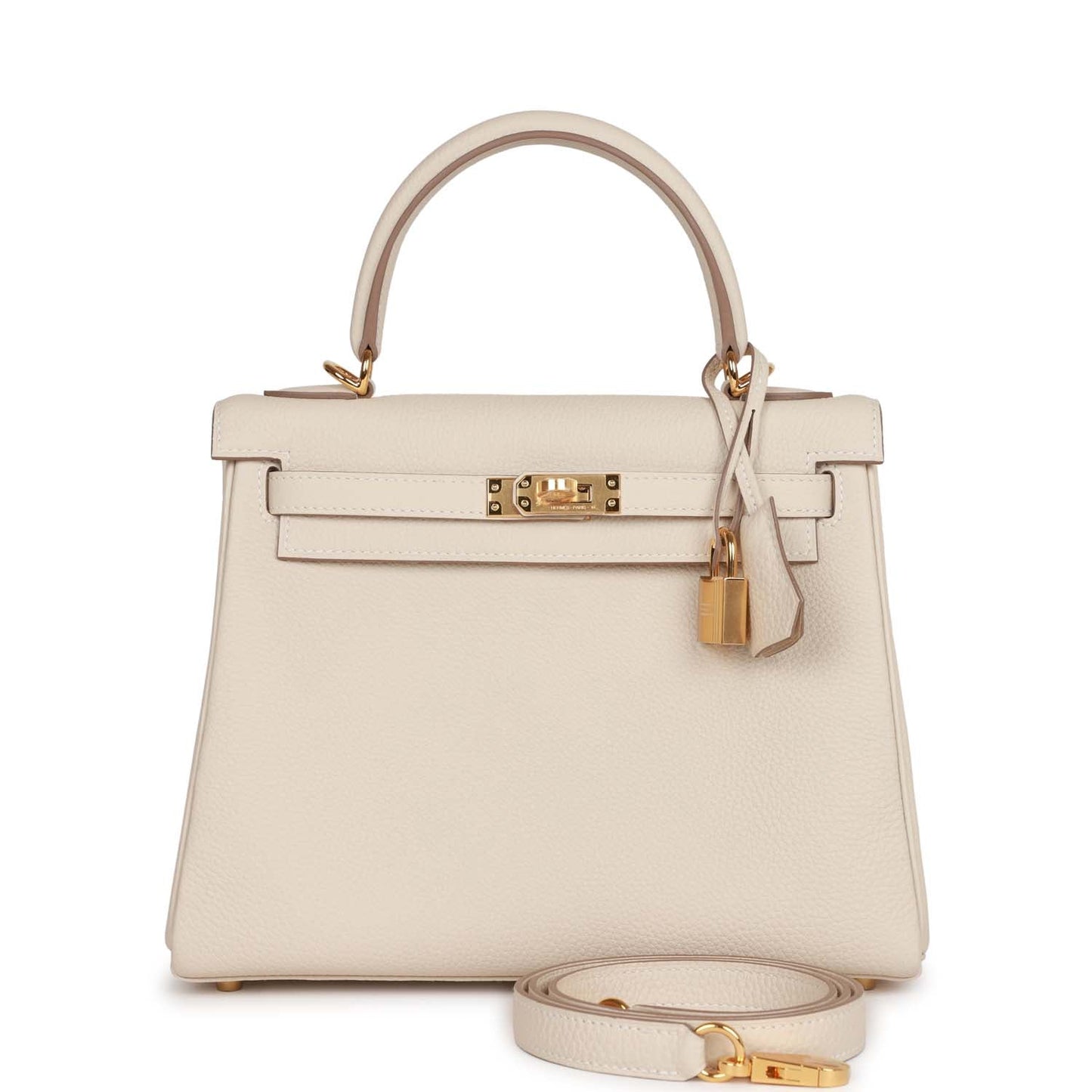 Hermes Kelly Retourne 25 Craie Togo Gold Hardware