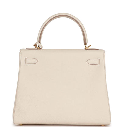 Hermes Kelly Retourne 25 Craie Togo Gold Hardware