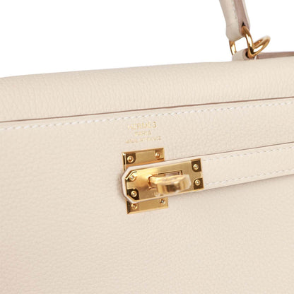 Hermes Kelly Retourne 25 Craie Togo Gold Hardware