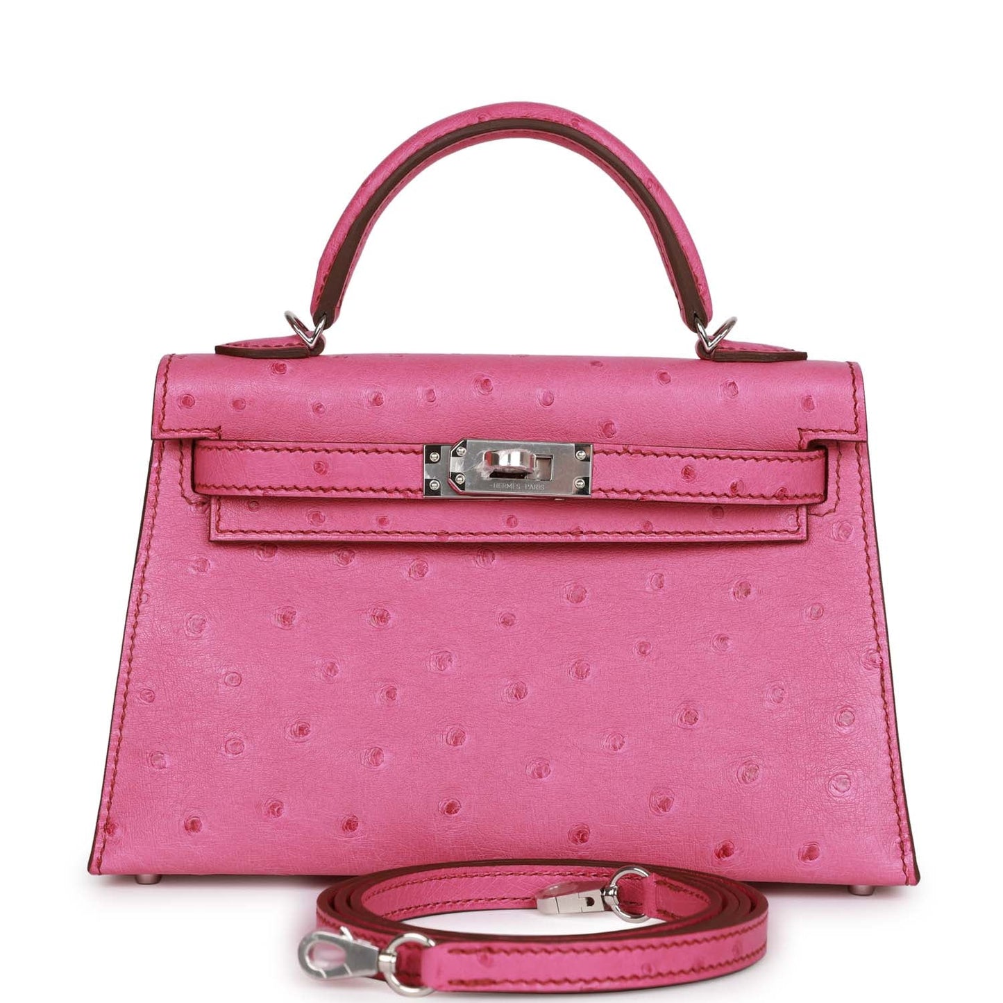 Hermes Kelly Sellier 20 Fuchsia Ostrich Palladium Hardware