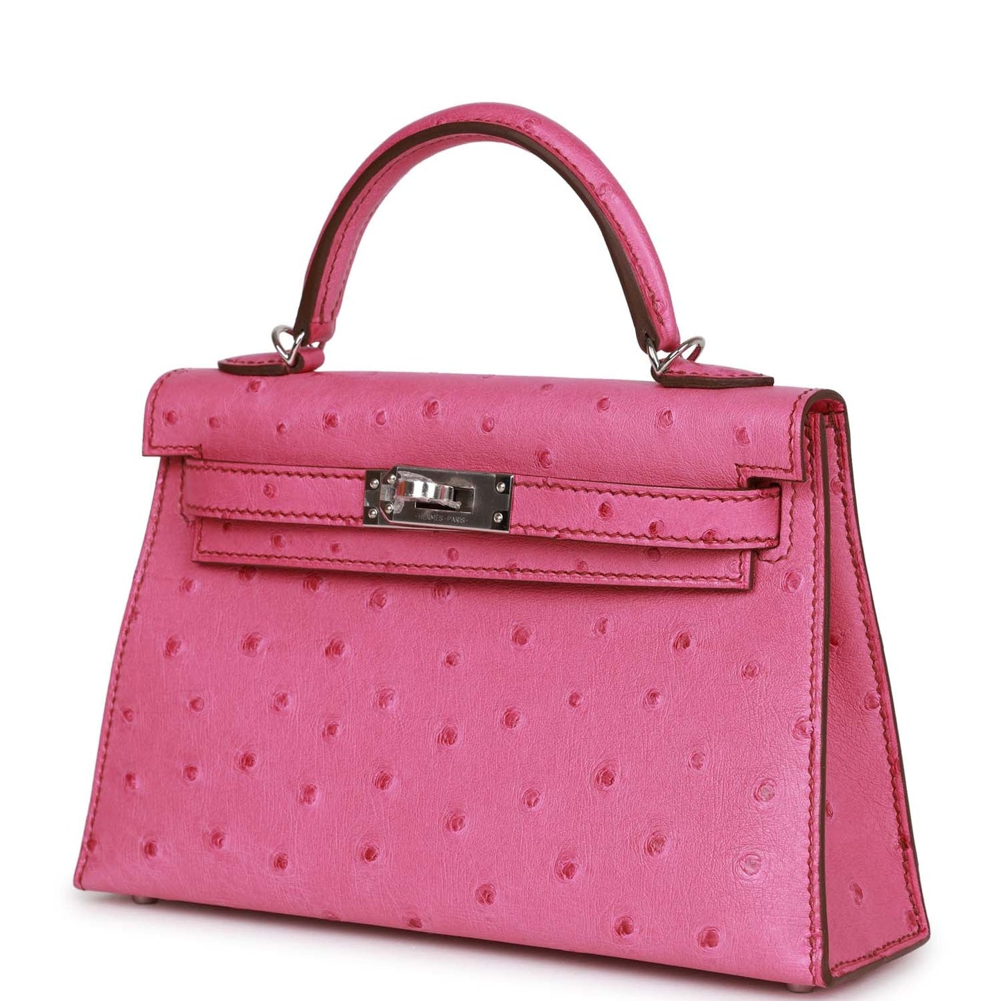 Hermes Kelly Sellier 20 Fuchsia Ostrich Palladium Hardware