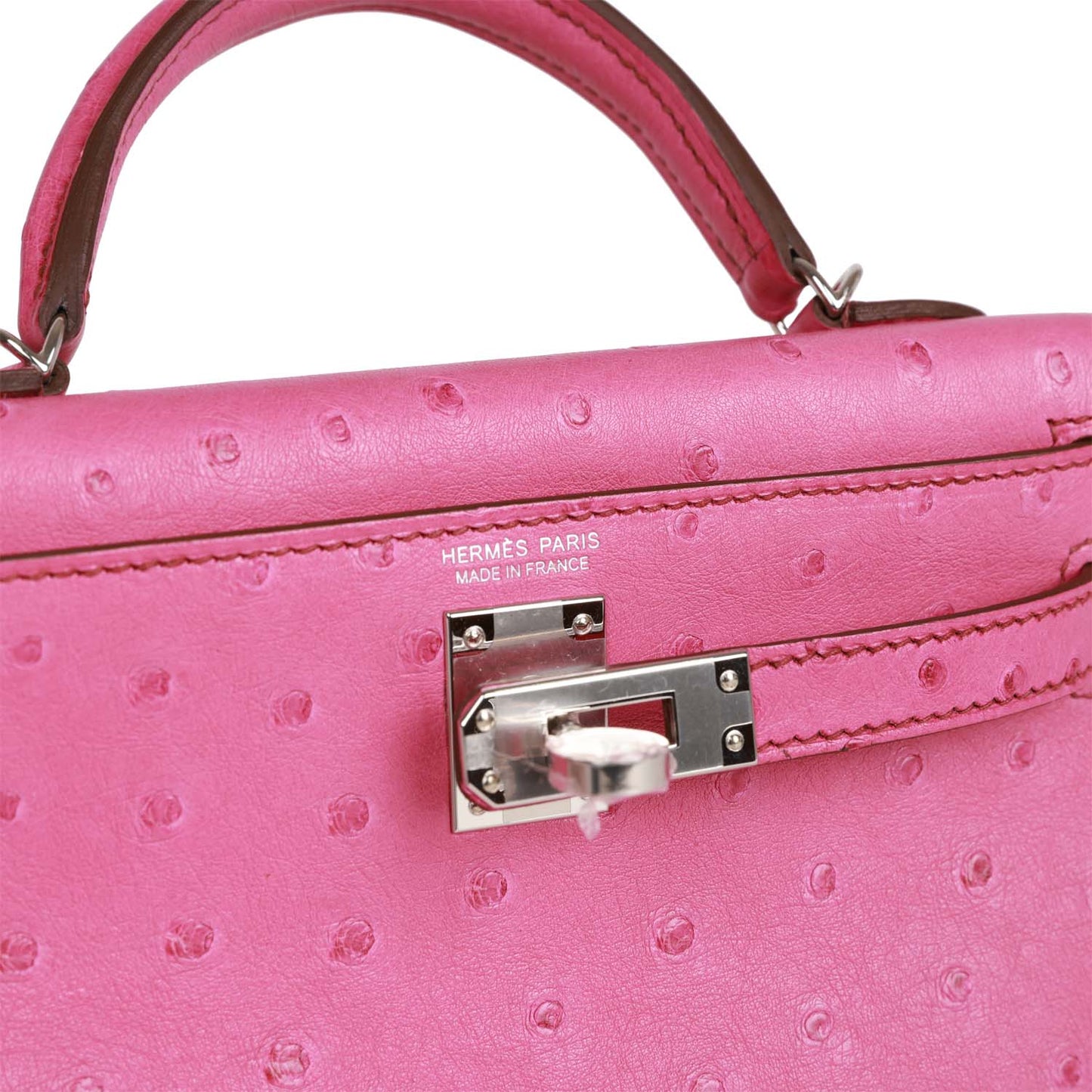 Hermes Kelly Sellier 20 Fuchsia Ostrich Palladium Hardware