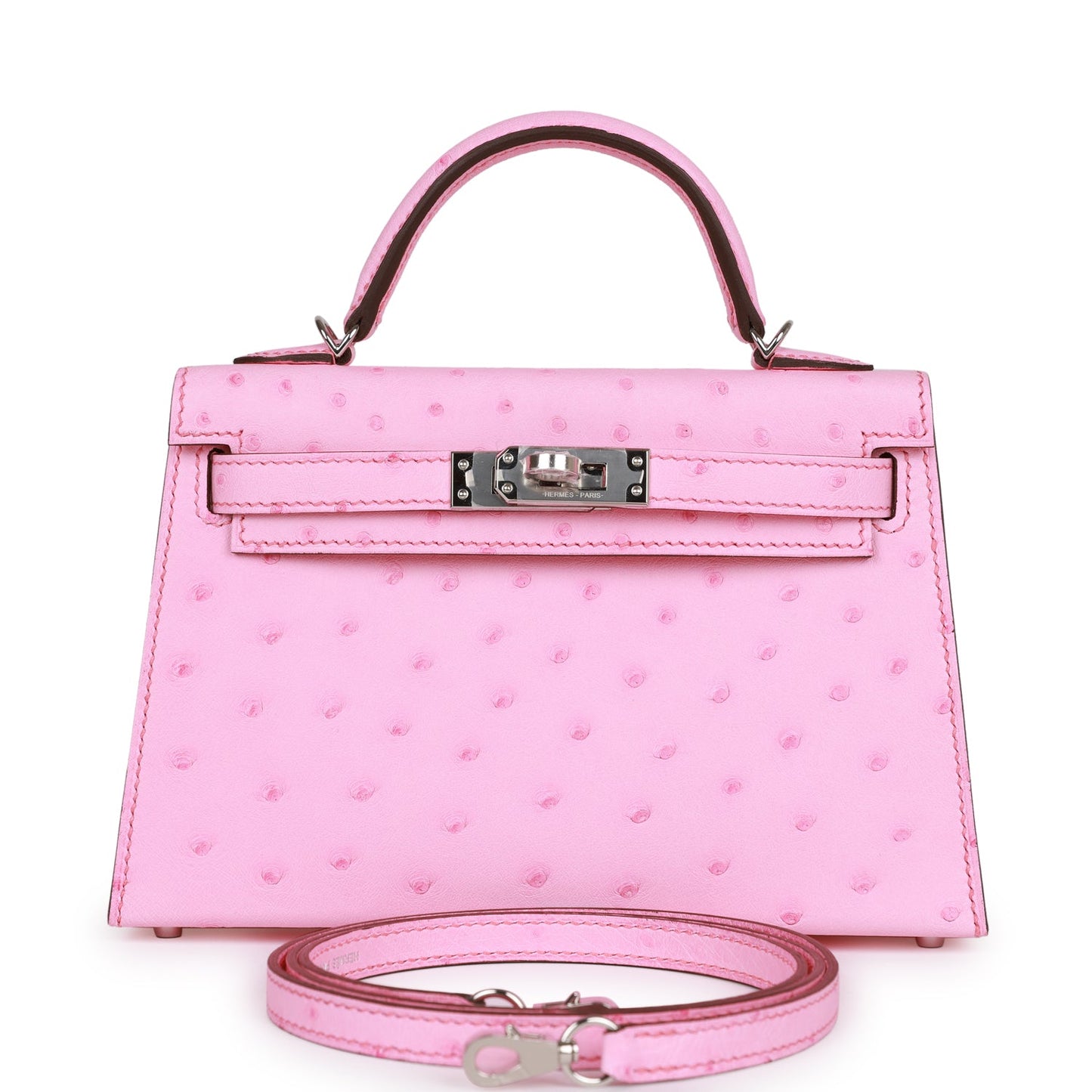 Hermes Kelly Sellier 20 Bubblegum Ostrich Palladium Hardware