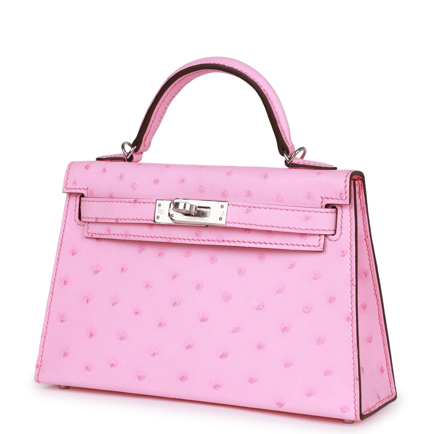 Hermes Kelly Sellier 20 Bubblegum Ostrich Palladium Hardware