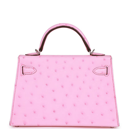 Hermes Kelly Sellier 20 Bubblegum Ostrich Palladium Hardware