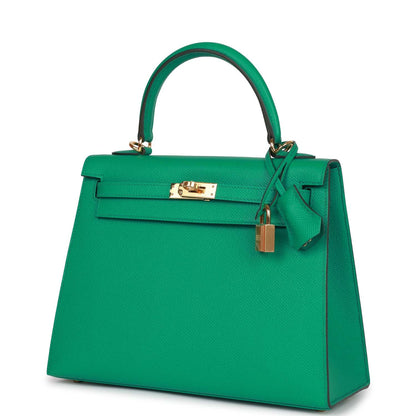 Hermes Kelly Sellier 25 Vert Jade Epsom Gold Hardware