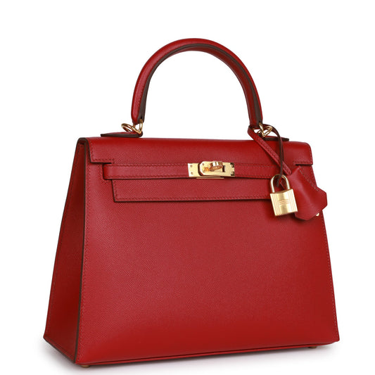 Hermes Kelly Sellier 25 Rubis Madame Gold Hardware