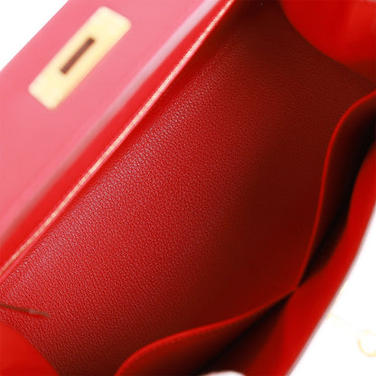 Hermes Kelly Sellier 28 Rouge Casaque Epsom Gold Hardware