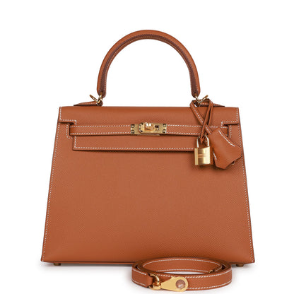 Hermes Kelly Sellier 25 Gold Epsom Gold Hardware