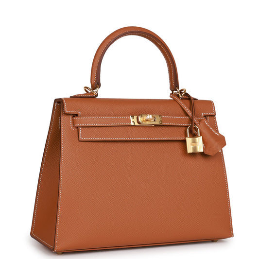 Hermes Kelly Sellier 25 Gold Epsom Gold Hardware