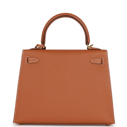 Hermes Kelly Sellier 25 Gold Epsom Gold Hardware