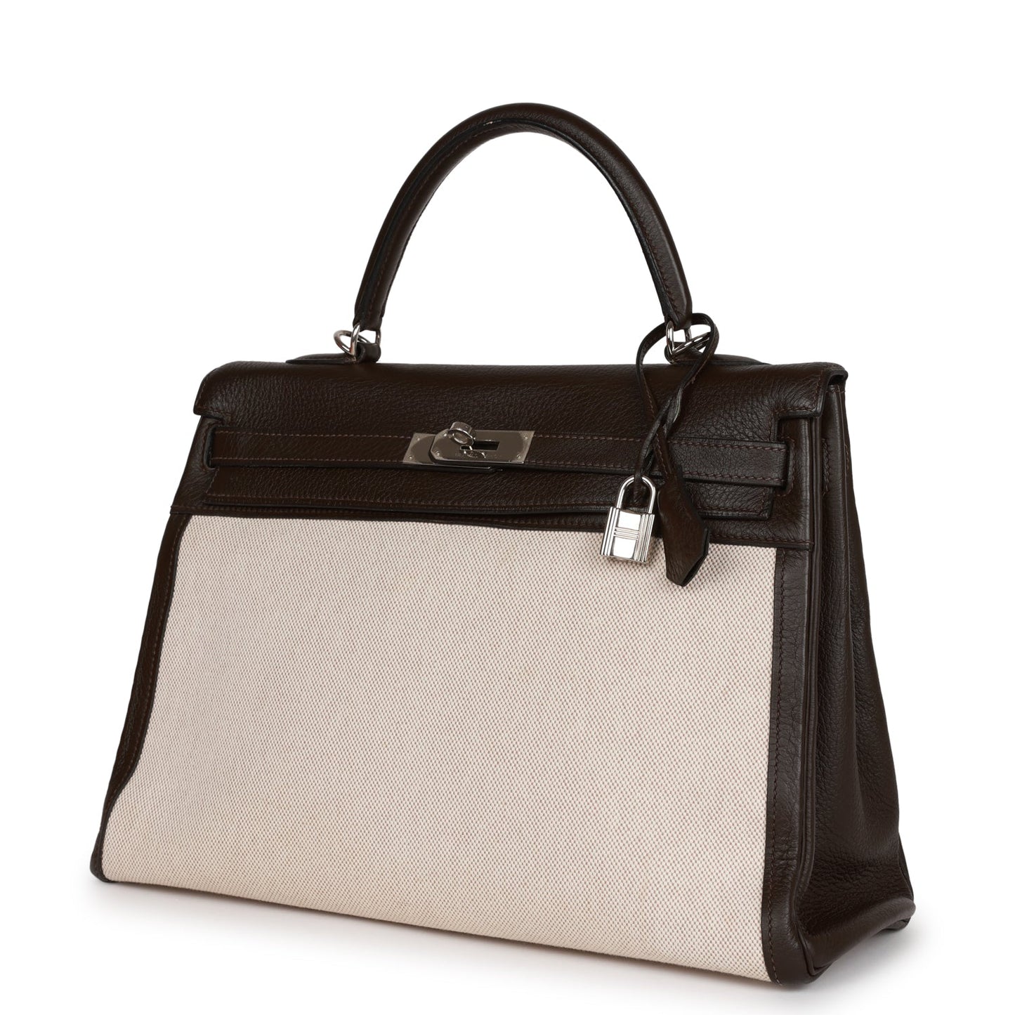 Hermes Kelly Retourne 35 Ebene Clemence and Toile H Palladium Hardware