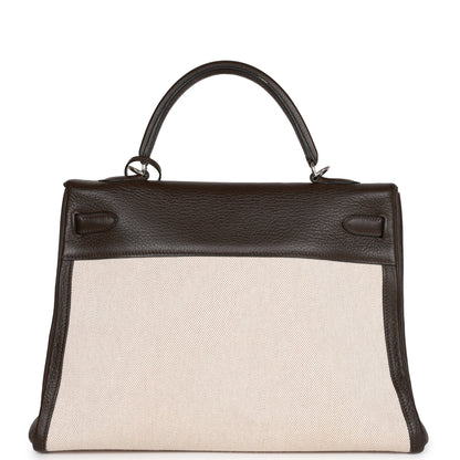 Hermes Kelly Retourne 35 Ebene Clemence and Toile H Palladium Hardware - Payment 1