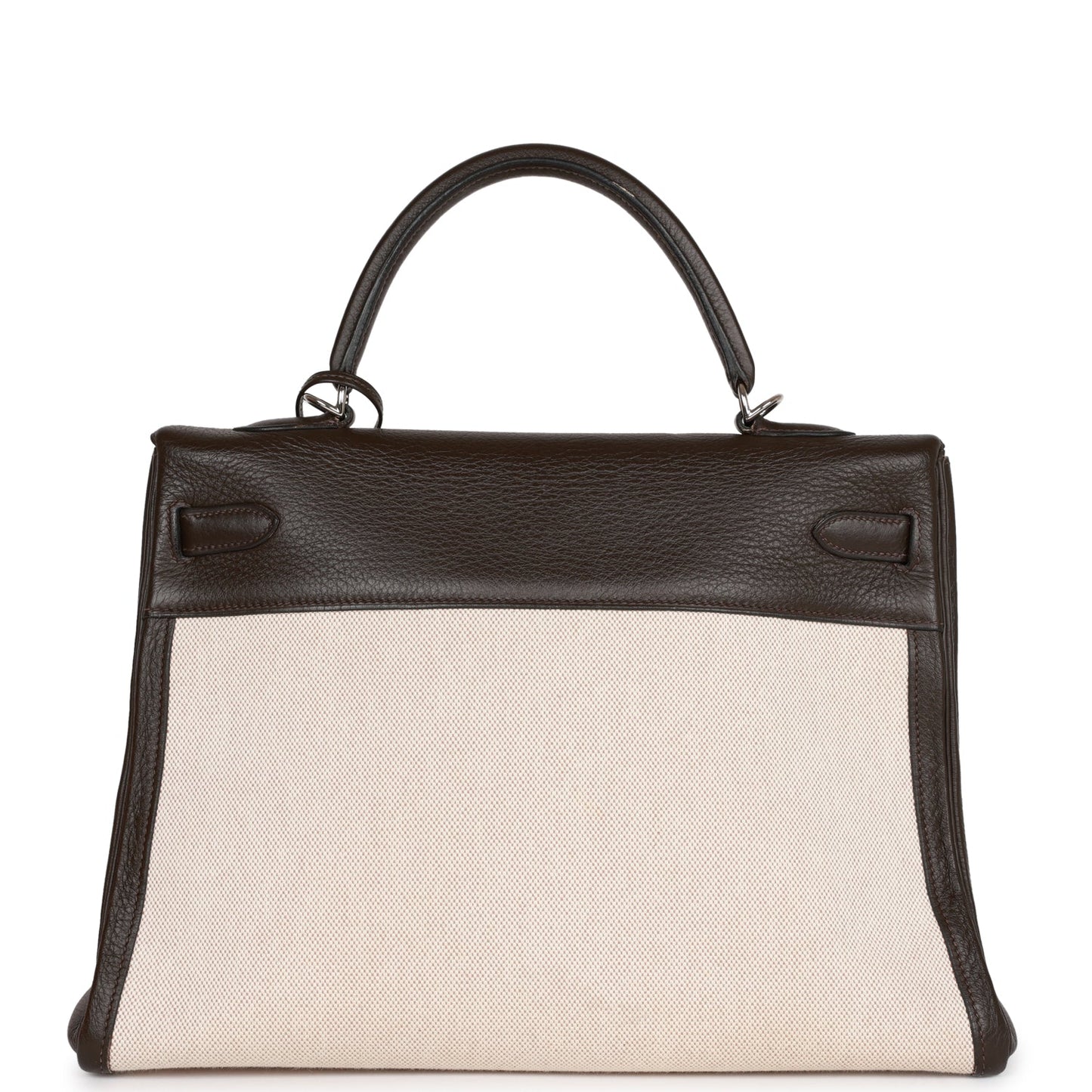 Hermes Kelly Retourne 35 Ebene Clemence and Toile H Palladium Hardware