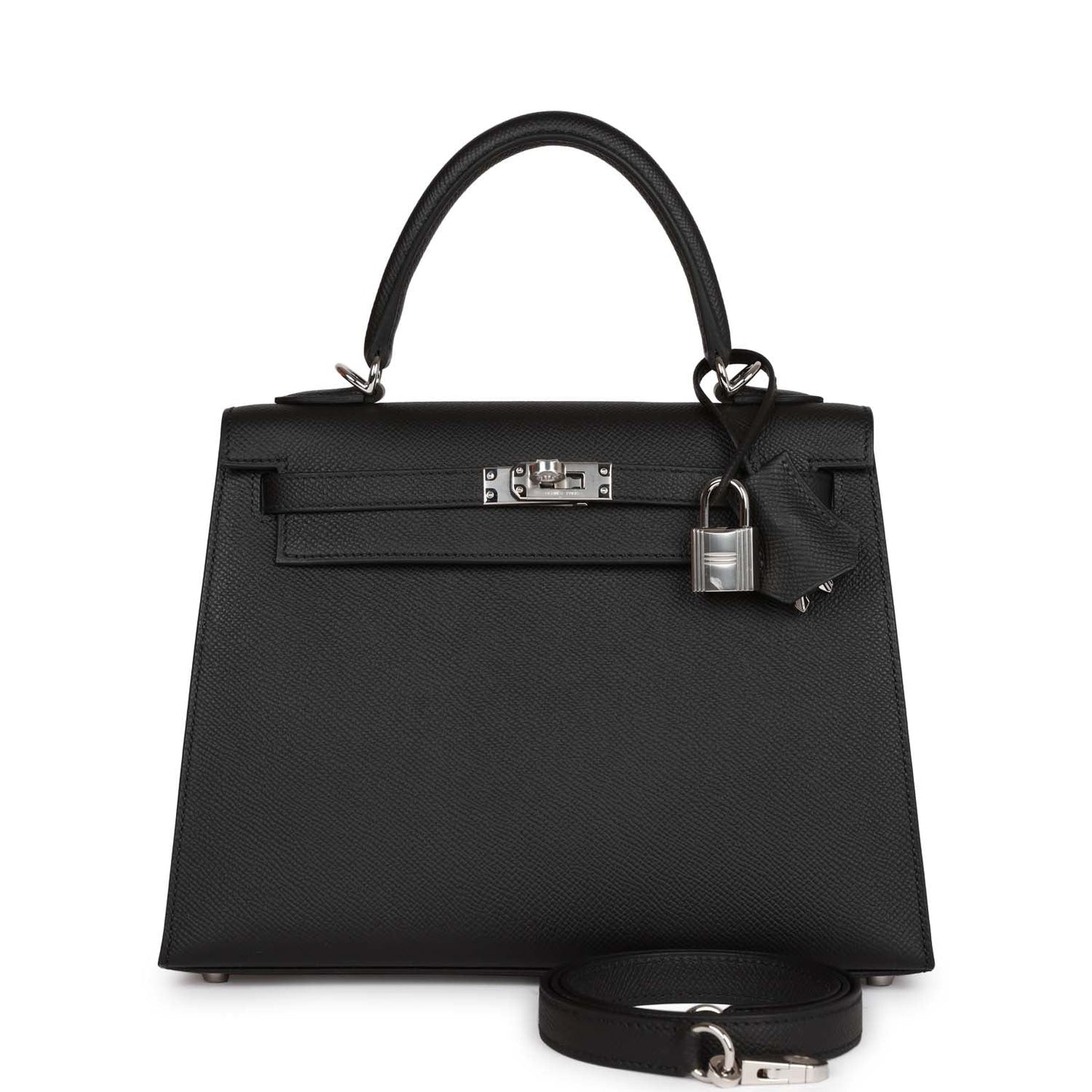 Hermes Kelly Sellier 25 Black Epsom Palladium Hardware