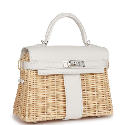 Hermes Mini Picnic Kelly 20 White Swift Palladium Hardware