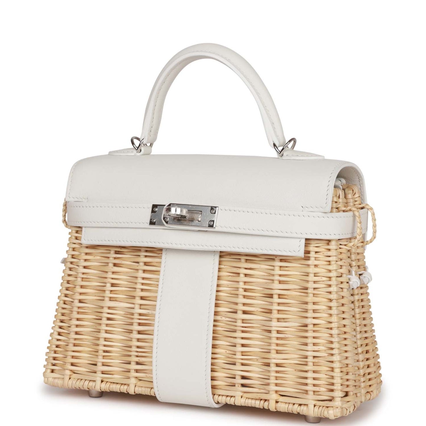 Hermes Mini Picnic Kelly 20 White Swift Palladium Hardware