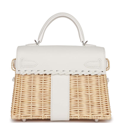 Hermes Mini Picnic Kelly 20 White Swift Palladium Hardware