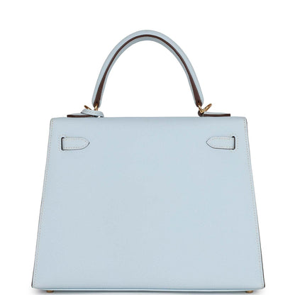 Hermes Kelly Sellier 25 Bleu Brume Epsom Gold Hardware