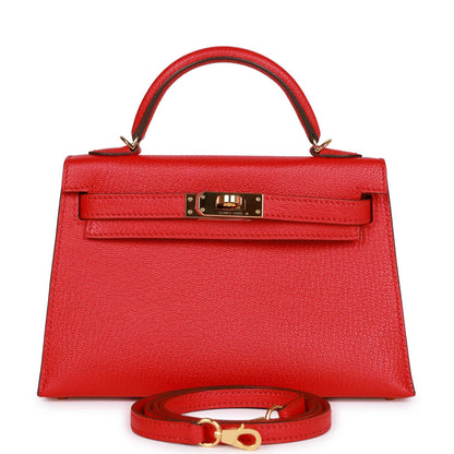 Hermes Kelly 20 Rouge de Coeur Chevre Mysore Gold Hardware