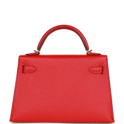 Hermes Kelly 20 Rouge de Coeur Chevre Mysore Gold Hardware