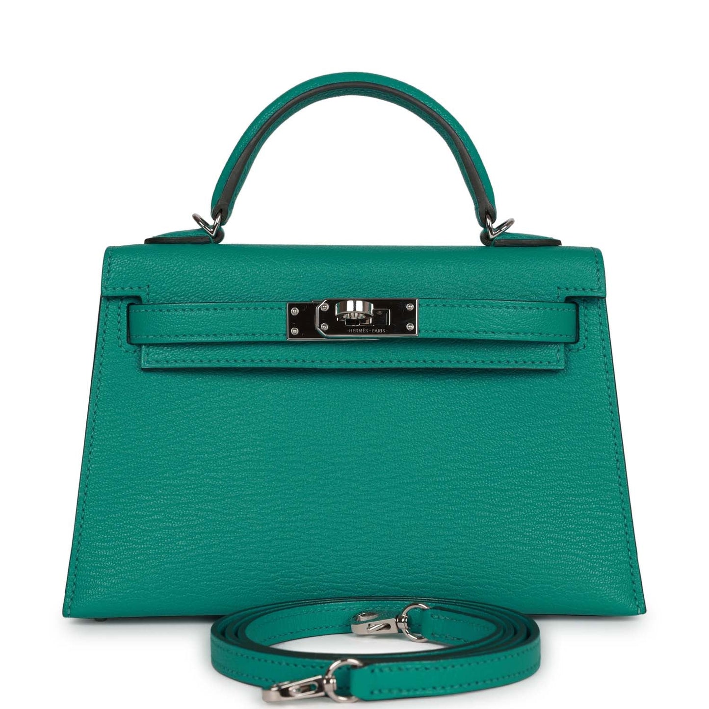 Hermes Kelly 20 Verso Vert Verone Verso Chevre Palladium Hardware