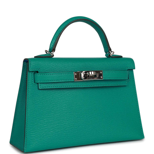 Hermes Kelly 20 Verso Vert Verone Verso Chevre Palladium Hardware