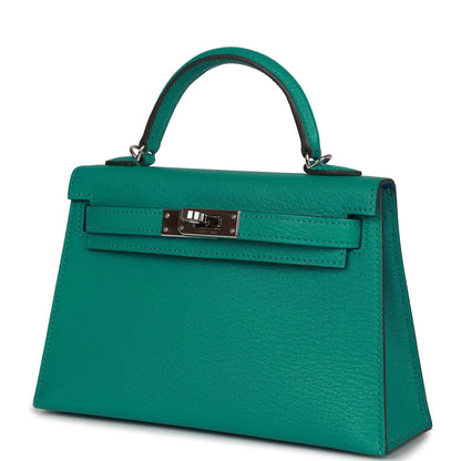 Hermes Kelly 20 Verso Vert Verone Verso Chevre Palladium Hardware