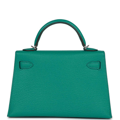 Hermes Kelly 20 Verso Vert Verone Verso Chevre Palladium Hardware