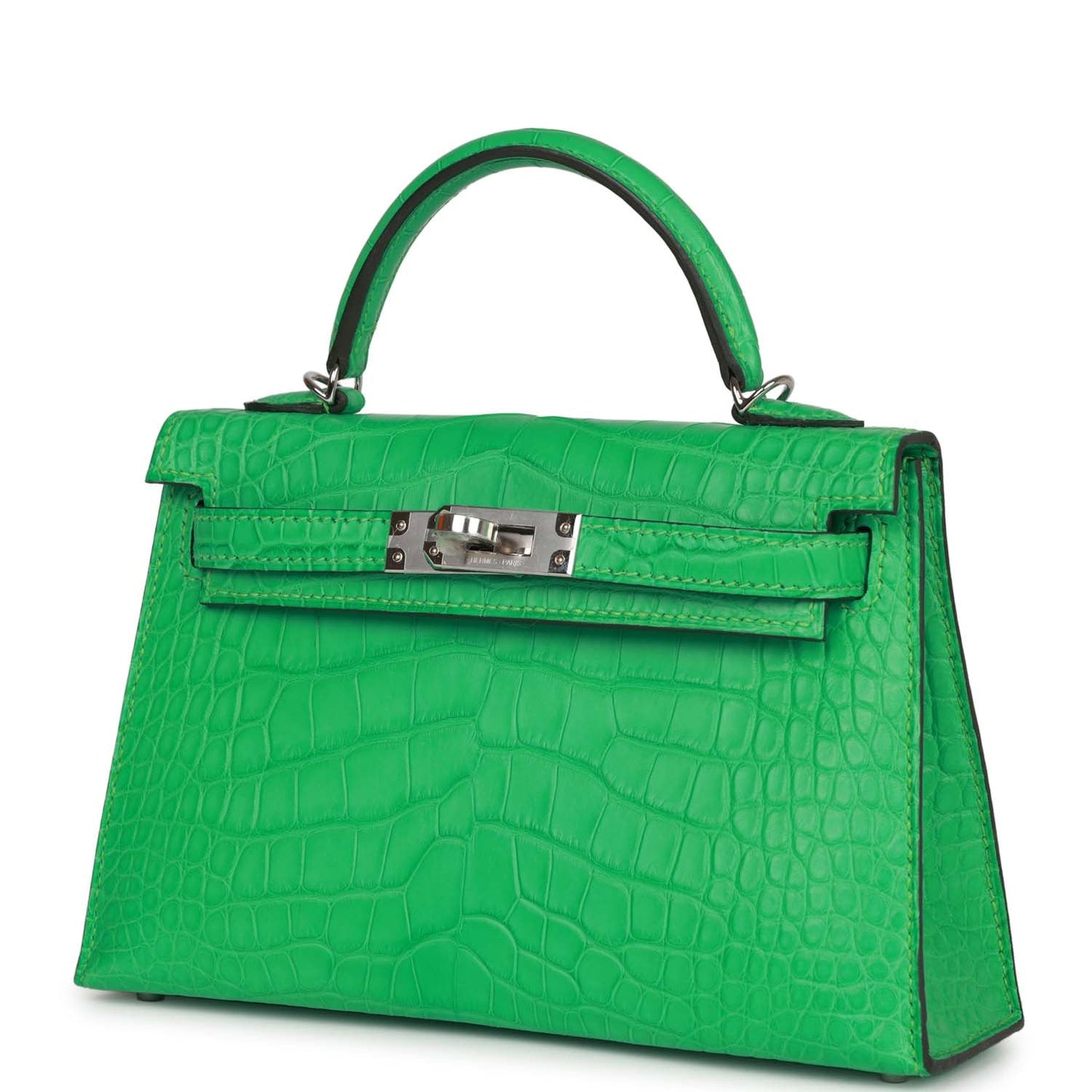 Hermes Kelly Sellier 20 Vert Comics Matte Alligator Palladium Hardware