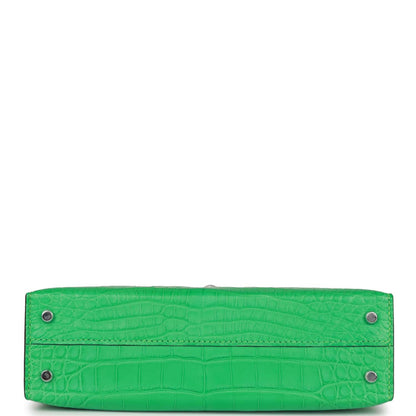 Hermes Kelly Sellier 20 Vert Comics Matte Alligator Palladium Hardware